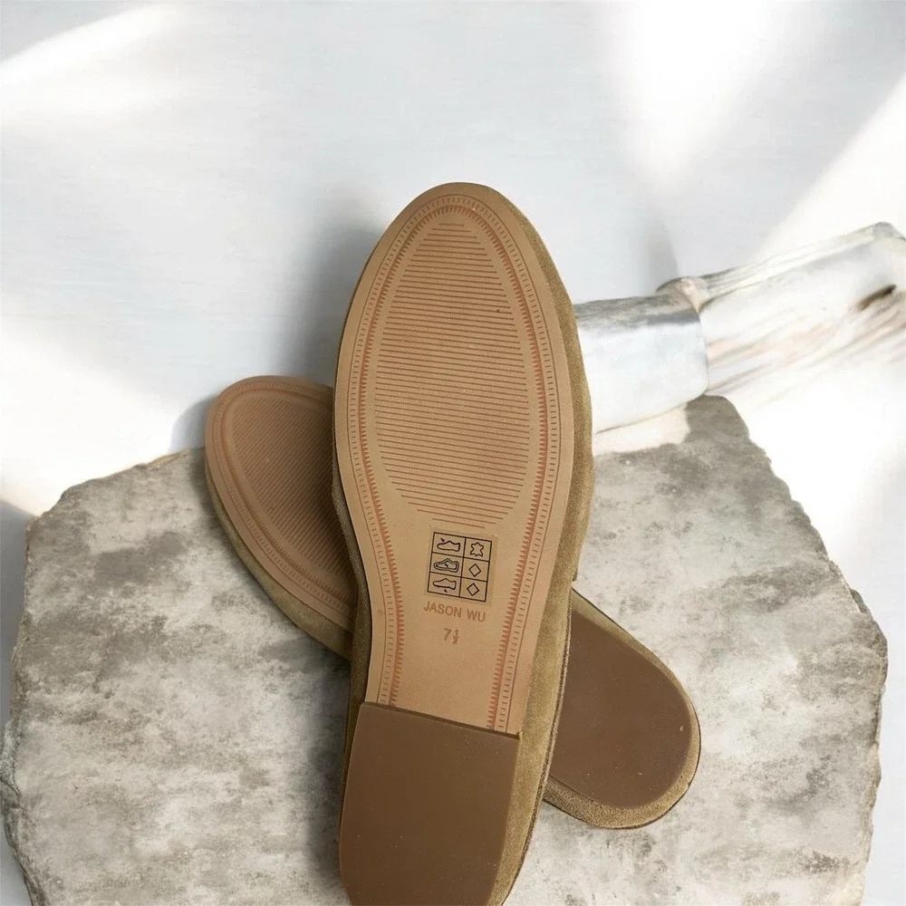 Jason Wu Meeky Mule Loafers Chestnut Suede Leather Slides 7.5 NWT Box